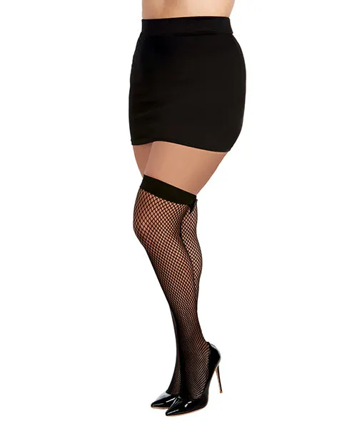 Diamond Net Thigh Highs wBack Seam Vinyl Bowtie Black QN Black Diamond Anal