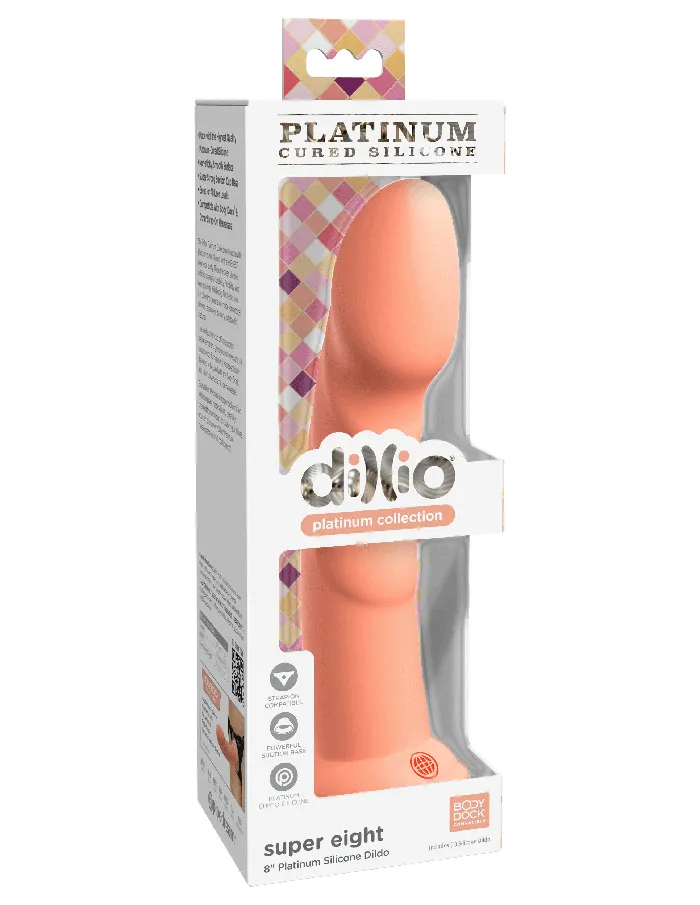 Dillio Platinum Super Eight 8 Inch Dildo Peach Pipedream Dildos