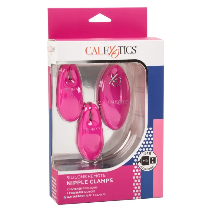 Silicone Remote Nipple Clamps - Pink | Calexotics Anal Silicone Remote Nipple Clamps - Pink | Calexotics Anal