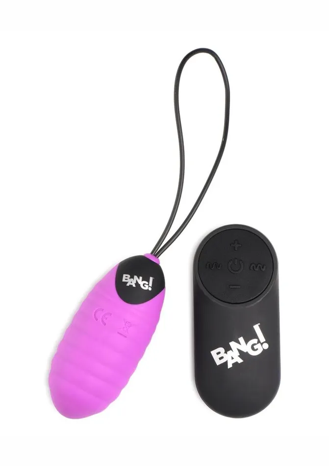 Bang 28x Ribbed Rechargeable Silicone Egg with Remote Control BANG Female Sex Toys