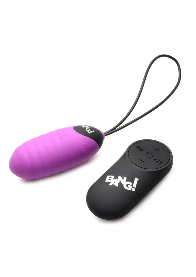 Bang 28x Ribbed Rechargeable Silicone Egg with Remote Control BANG Female Sex Toys