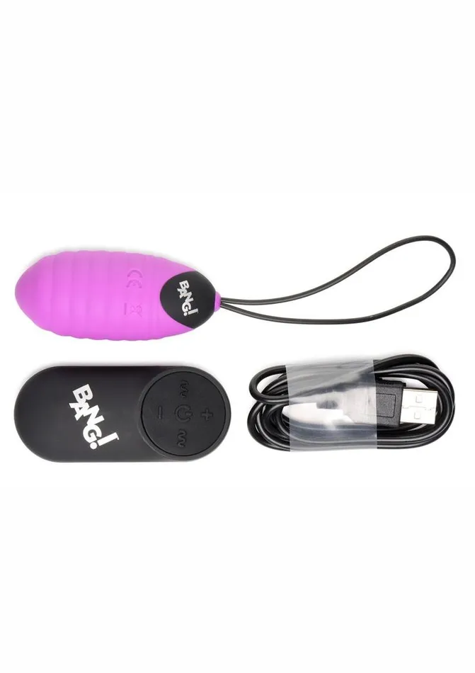 Bang 28x Ribbed Rechargeable Silicone Egg with Remote Control BANG Female Sex Toys