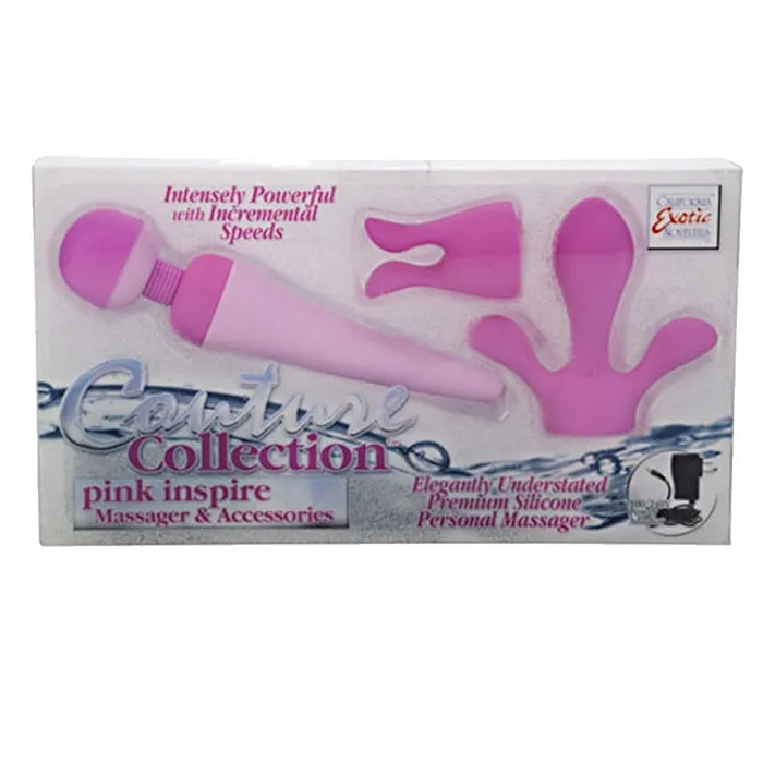 California Exotic Vibrators California Exotic Couture Collection Pink Inspire with Attachments
