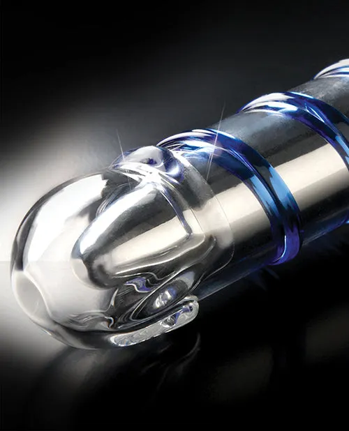 Dildos Icicles No 20 Hand Blown Glass Vibrator Waterproof Clear wBlue Swirls Pipedream Products