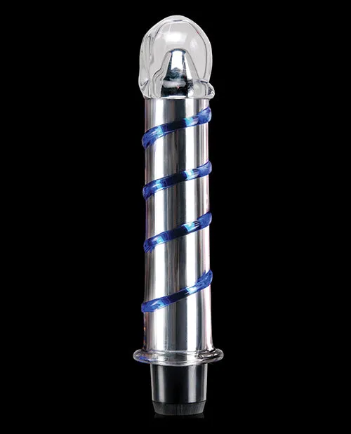Dildos Icicles No 20 Hand Blown Glass Vibrator Waterproof Clear wBlue Swirls Pipedream Products