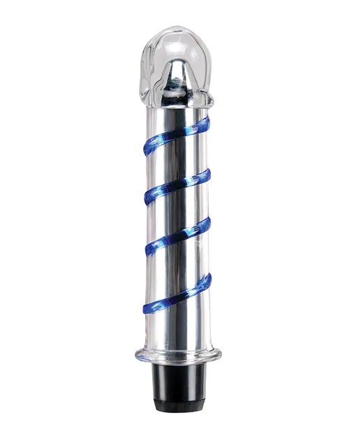 Dildos Icicles No 20 Hand Blown Glass Vibrator Waterproof Clear wBlue Swirls Pipedream Products