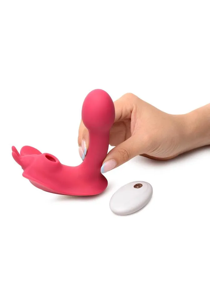 Female Sex Toys SHEGASM Shegasm Butterfy Tease Rechargeable Silicone 10x Clitoral Suction Stimulator with Remote Control