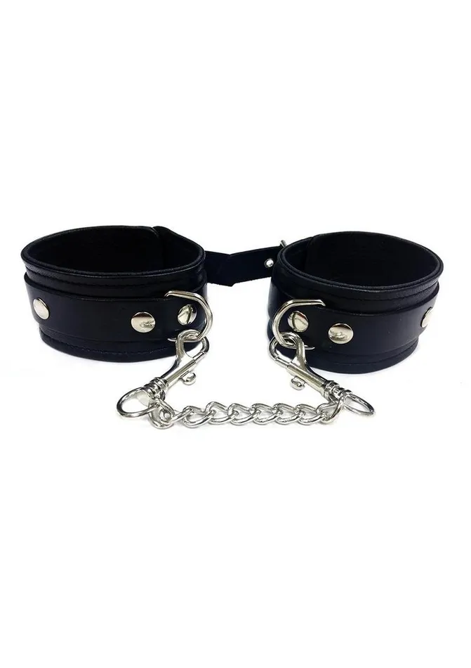 Rouge Plain Leather Adjustable Wrist Cuffs Rouge Restraints Rouge Plain Leather Adjustable Wrist Cuffs Rouge Restraints