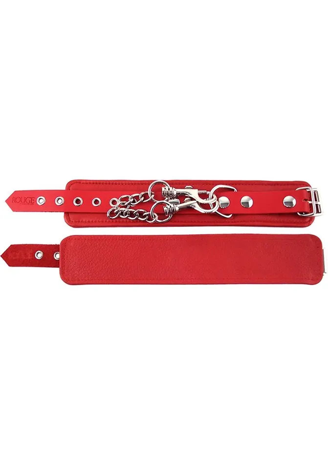 Rouge Plain Leather Adjustable Wrist Cuffs Rouge Restraints Rouge Plain Leather Adjustable Wrist Cuffs Rouge Restraints