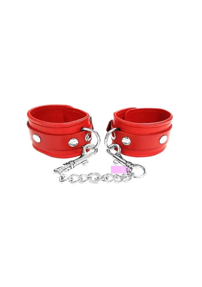Rouge Plain Leather Adjustable Wrist Cuffs Rouge Restraints Rouge Plain Leather Adjustable Wrist Cuffs Rouge Restraints