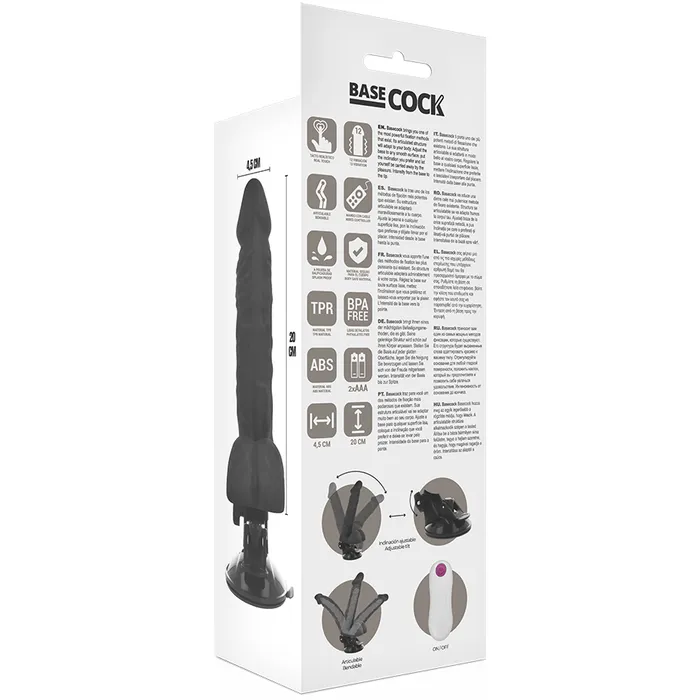 BASECOCK Dildos VIBRATORE realistico con Base orientabile e TELECOMANDO big black dildo sex toy