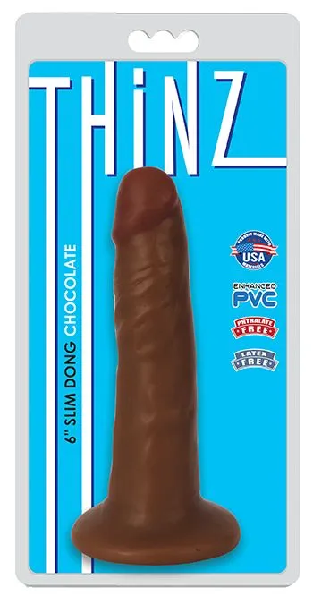 CURVE NOVELTIES Dildos Thinz Slim Dong 6in Chocolate