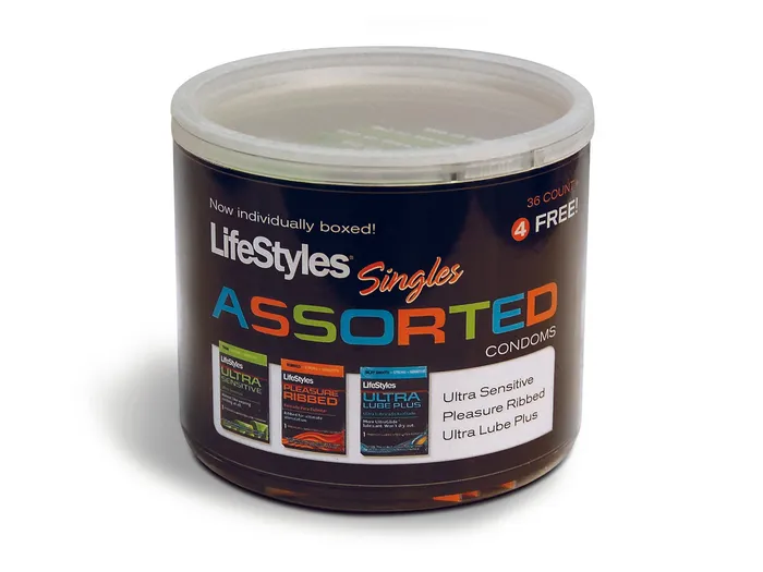 Lifestyles Assorted Singles 40 Count Jar Lifestyle Condoms Vibrators
