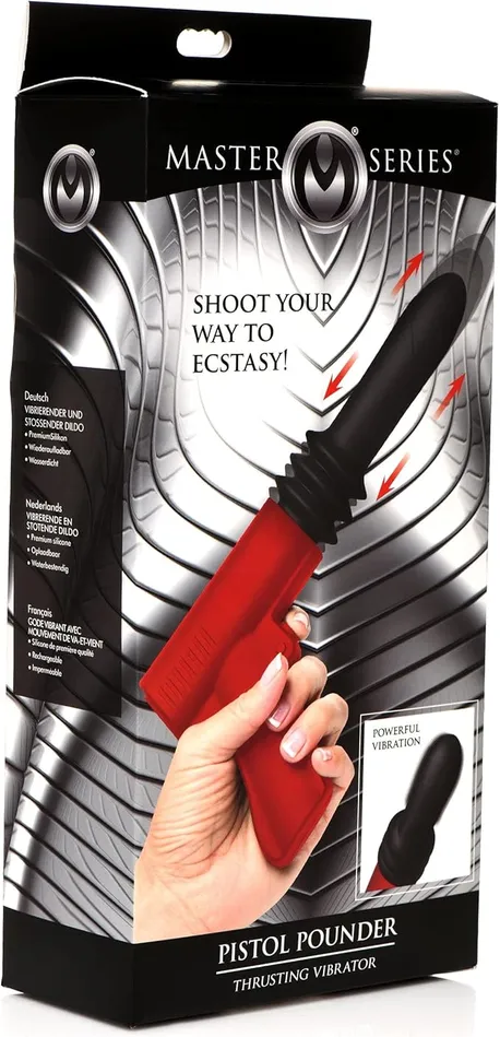 MASTER SERIES Vibrators Master Series Pistol Pounder Thrusting Vibrator BlackRed Thrusting Vibrator with Gun Handle MASTER SERIES Vibrators Master Series Pistol Pounder Thrusting Vibrator BlackRed Thrusting Vibrator with Gun Handle