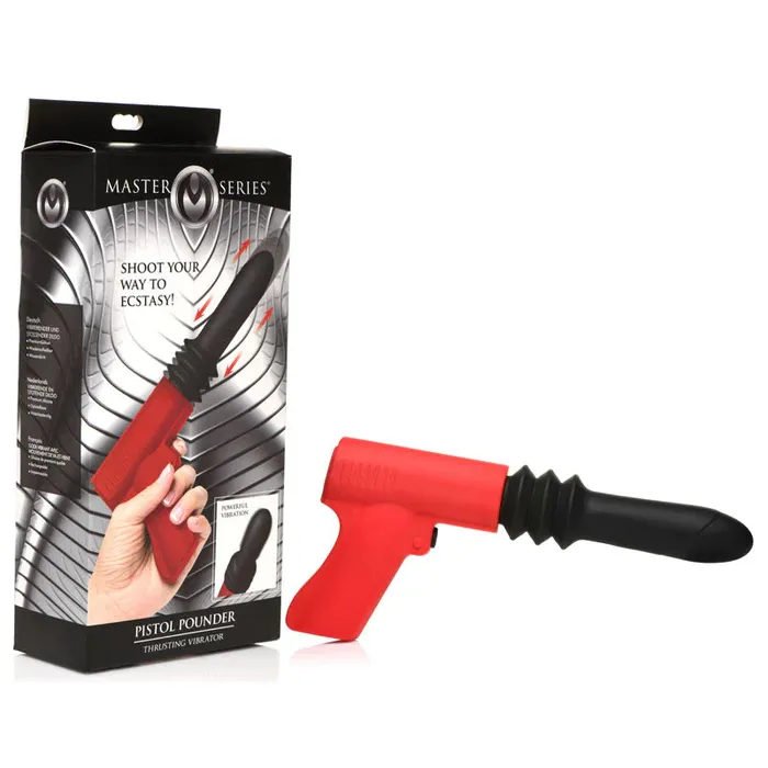 MASTER SERIES Vibrators Master Series Pistol Pounder Thrusting Vibrator BlackRed Thrusting Vibrator with Gun Handle