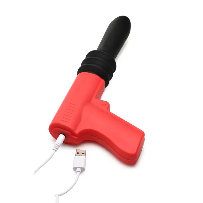 MASTER SERIES Vibrators Master Series Pistol Pounder Thrusting Vibrator BlackRed Thrusting Vibrator with Gun Handle