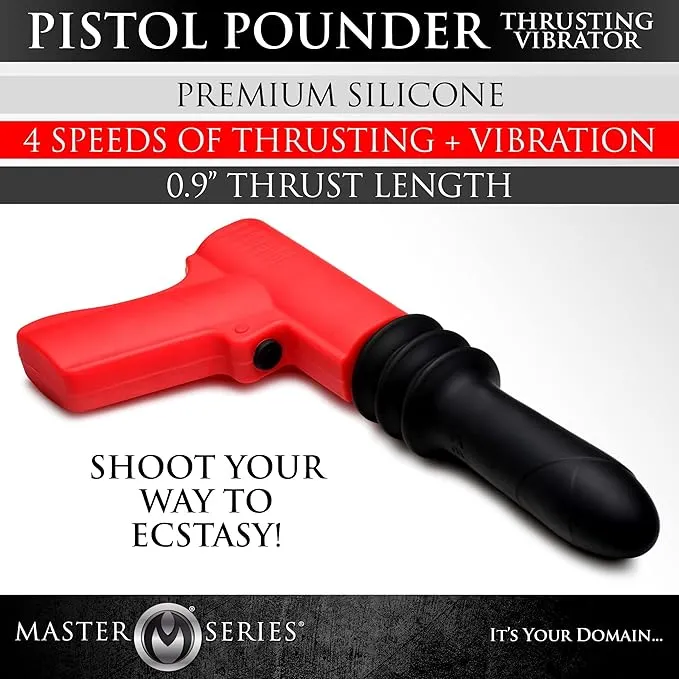 MASTER SERIES Vibrators Master Series Pistol Pounder Thrusting Vibrator BlackRed Thrusting Vibrator with Gun Handle