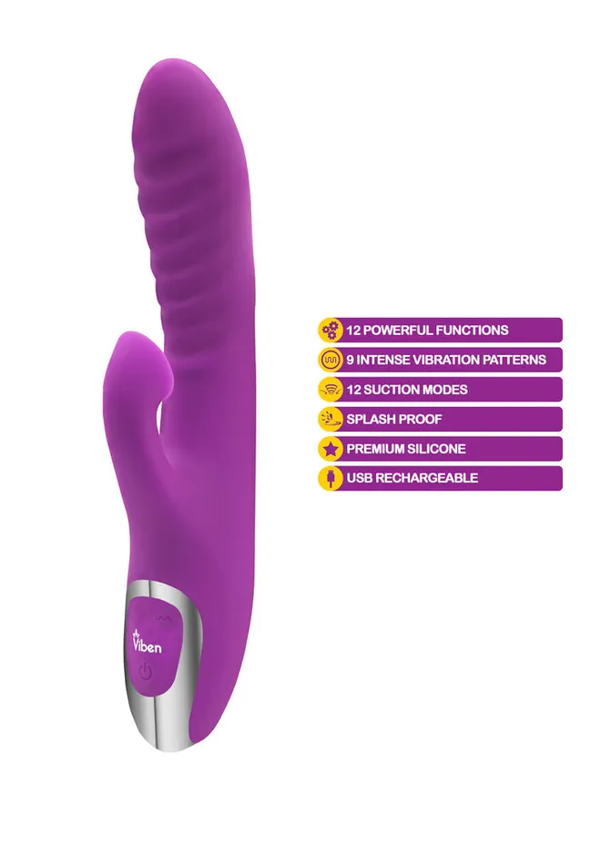 Viben Frenzy Rabbit Vibe W Clit Suction Berry Viben Vibrators Viben Frenzy Rabbit Vibe W Clit Suction Berry Viben Vibrators