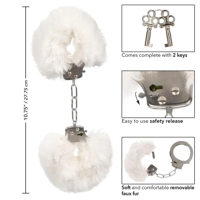 CalExotics Female Sex Toys Ultra Fluffy Furry Cuffs White