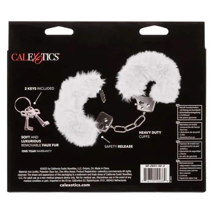 CalExotics Female Sex Toys Ultra Fluffy Furry Cuffs White