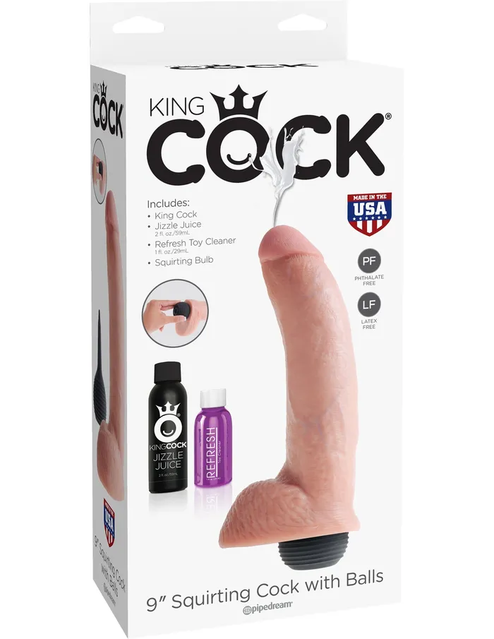 Dildos King Cock 9 Inch Squirting Cock With Balls Flesh Pipedream