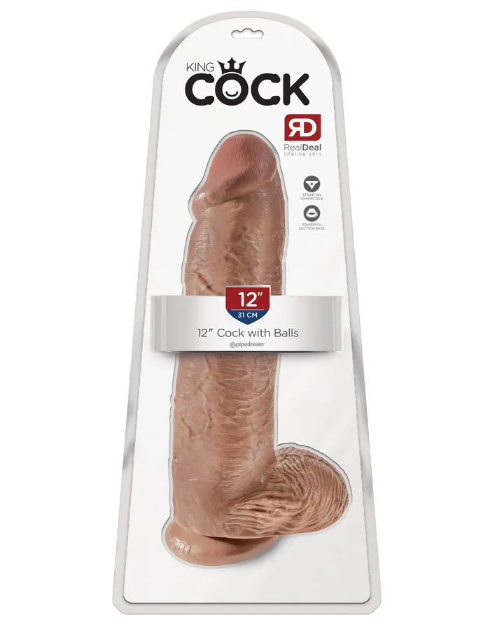 Female Sex Toys Pipedream King Cock 12 Cock With Balls Tan