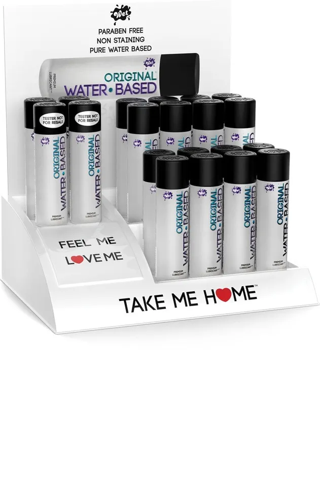 Wet Male Sex Toys Wet Original Water Based Countertop Display and Testers Wet Male Sex Toys Wet Original Water Based Countertop Display and Testers