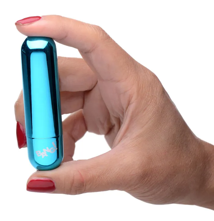 XR Brands Bang 10x Rechargeable Vibrating Metallic Bullet Blue Vibrators XR Brands Bang 10x Rechargeable Vibrating Metallic Bullet Blue Vibrators