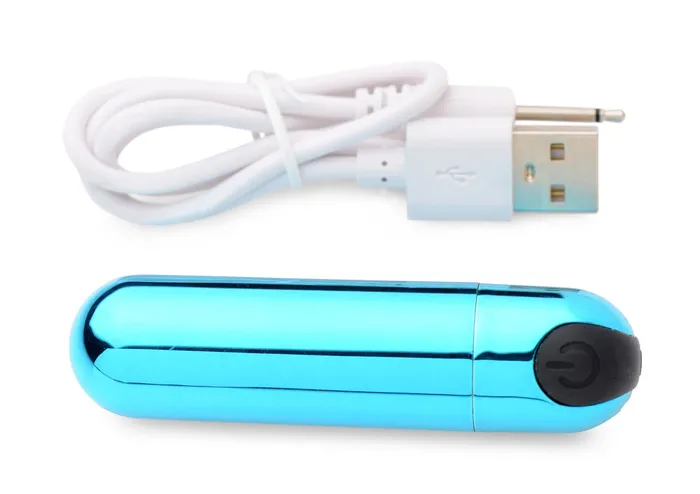XR Brands Bang 10x Rechargeable Vibrating Metallic Bullet Blue Vibrators XR Brands Bang 10x Rechargeable Vibrating Metallic Bullet Blue Vibrators