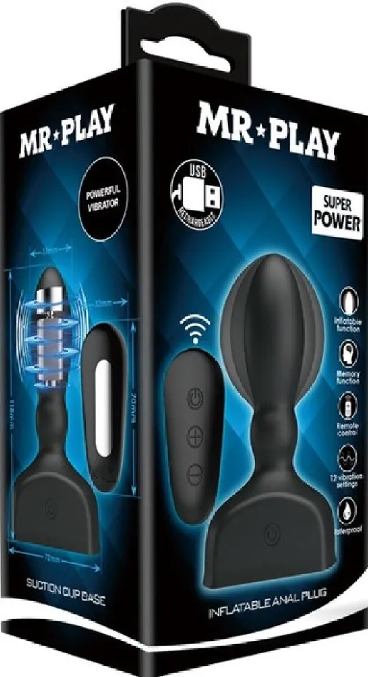 Anal Inflatable Anal Plug Black Pretty Love