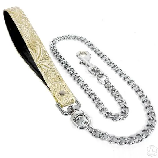 Male Sex Toys Kookie Intl Metal Chain Leash with Brocade Fabric Loop Male Sex Toys Kookie Intl Metal Chain Leash with Brocade Fabric Loop