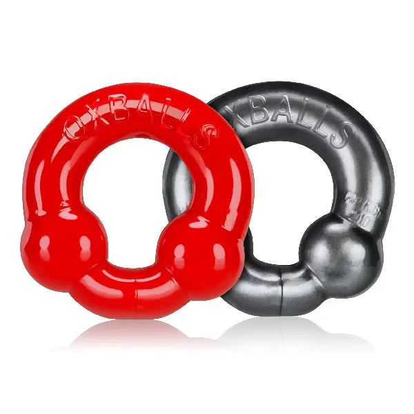 Male Sex Toys OxBalls Ultraballs 2 Pack Cockring Steel And Red