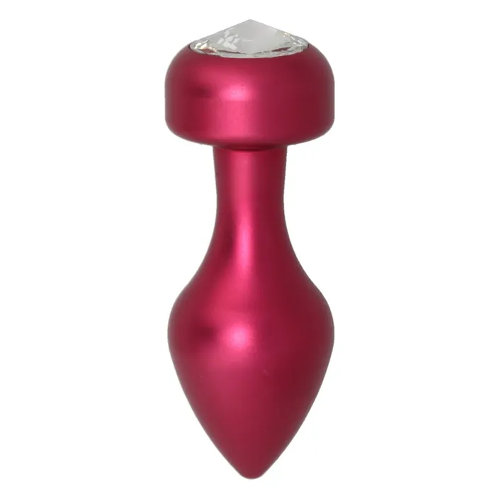 Anal BUM FUN Alloy Butt Plug with Clear Jewel Red Large