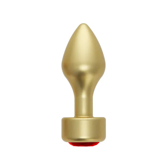 BUM FUN Anal ANAL PLUG AL ALLOY MEDIUM GOLD WITH RED JEWEL