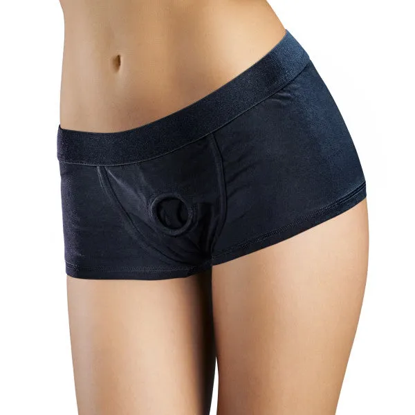Anal Blush Novelties Temptasia Harness Briefs Small Black