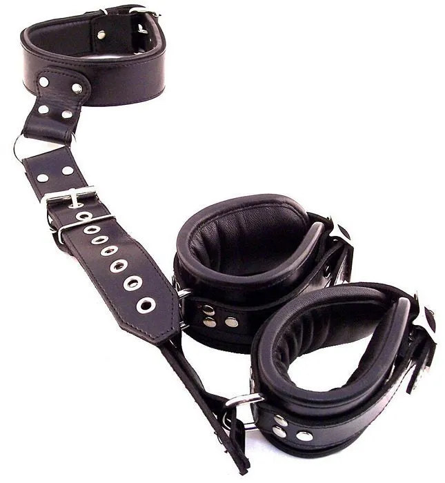 Anal Neck To Wrist Restraint Black ROUGE GARMENTS