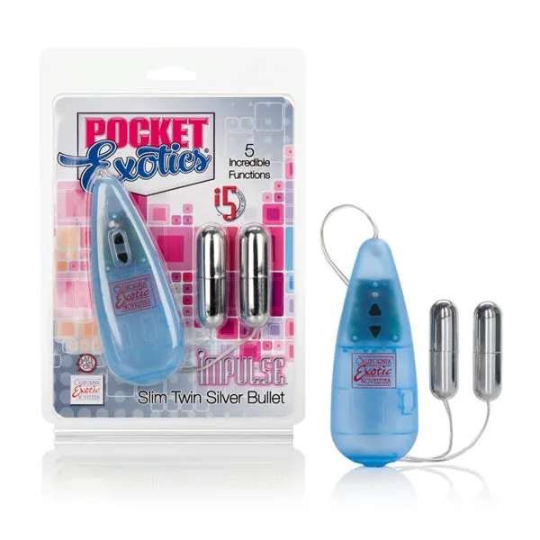 California Exotic Novelties Pocket Exotic Impulse Pocket Pack Slim Twin Bullets Male Sex Toys