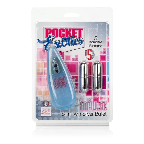 California Exotic Novelties Pocket Exotic Impulse Pocket Pack Slim Twin Bullets Male Sex Toys