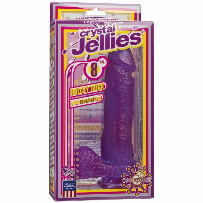Dildos Doc Johnson Novelties Crystal Jellies Ballsy Cock 8in Purple WSuction Cup Dildos Doc Johnson Novelties Crystal Jellies Ballsy Cock 8in Purple WSuction Cup