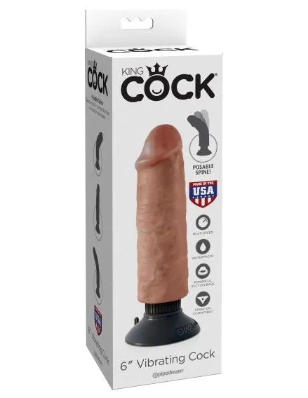 Pipedream Products Dildos King Cock 6in Vibrating Tan