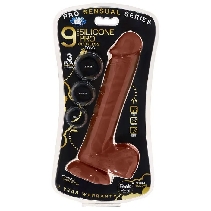 Pro Sensual Premium Silicone Dong With 3 C Rings Brown 9 Cloud 9 Novelties Female Sex Toys