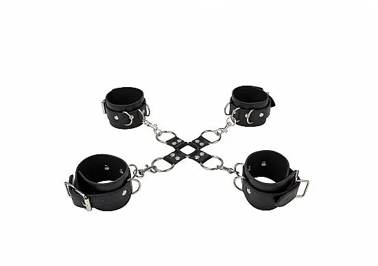 SHOTS AMERICA Anal Ouch Leather Hand Legcuffs Black