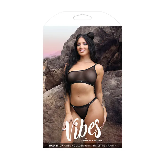 Vibrators Fantasy Lingerie VIBES BAD BITCH OneShoulder Bling Bralette Panty Vibrators Fantasy Lingerie VIBES BAD BITCH OneShoulder Bling Bralette Panty