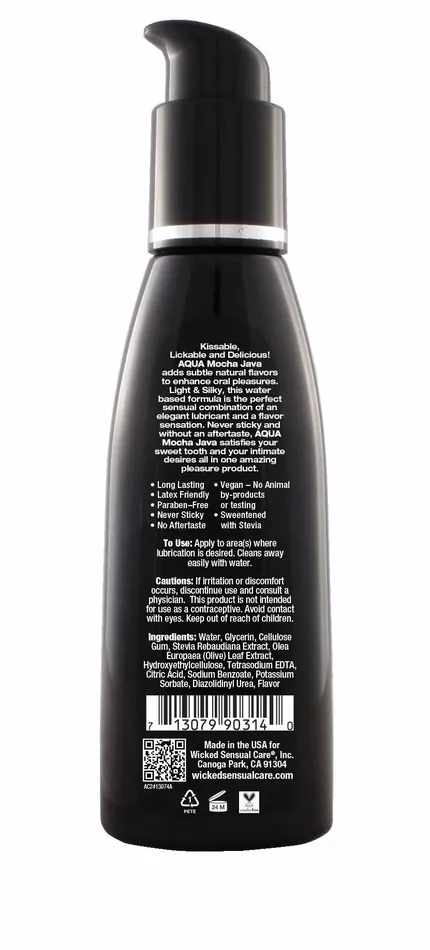 Vibrators Wicked Lubes Wicked Aqua Mocha Java Lube 4 Oz