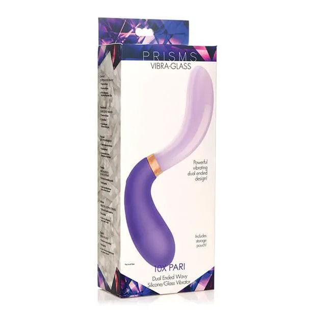 VibraGlass Pari Dual Ended SiliconeGlass Vibrator Prisms Female Sex Toys