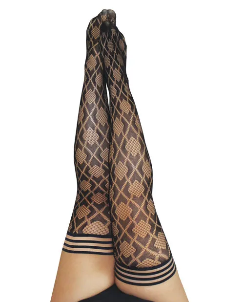 Anal Kixies Elle Fishnet Diamond Thigh High Black Kixies