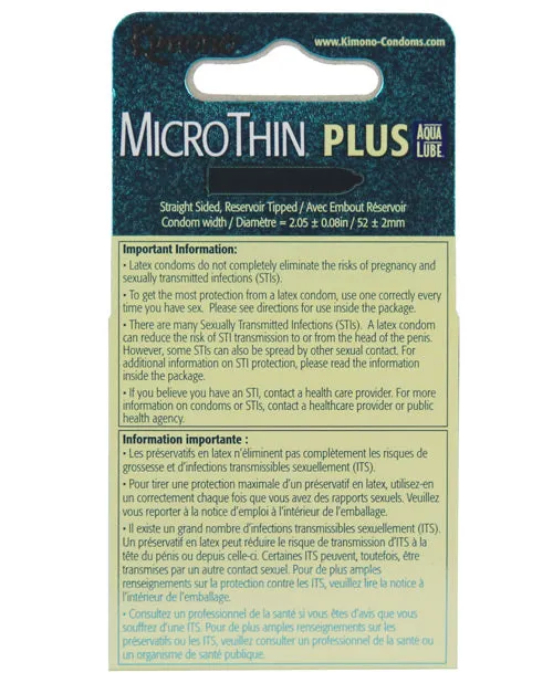 Paradise Marketing Vibrators Kimono Micro Thin Aqua Lube Condom