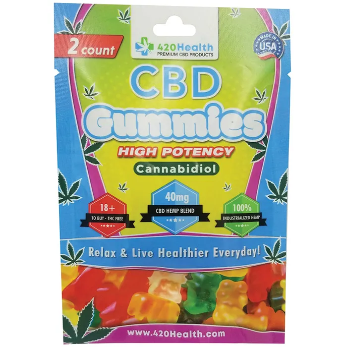 420 Health CBD Gummies 40mg 2 Count Pouch BODY ACTION Vibrators