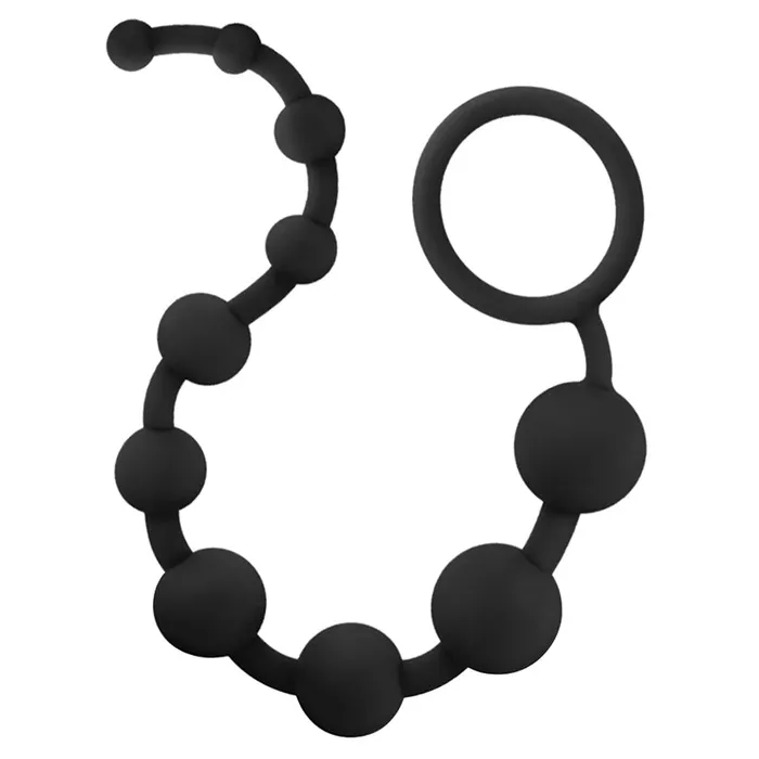 Anal Adventures Platinum Silicone 10 Anal Beads Black BLUSH Male Sex Toys