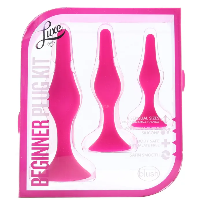 Anal Blush Luxe Beginner Silicone Butt Plug Kit in Pink Anal Blush Luxe Beginner Silicone Butt Plug Kit in Pink